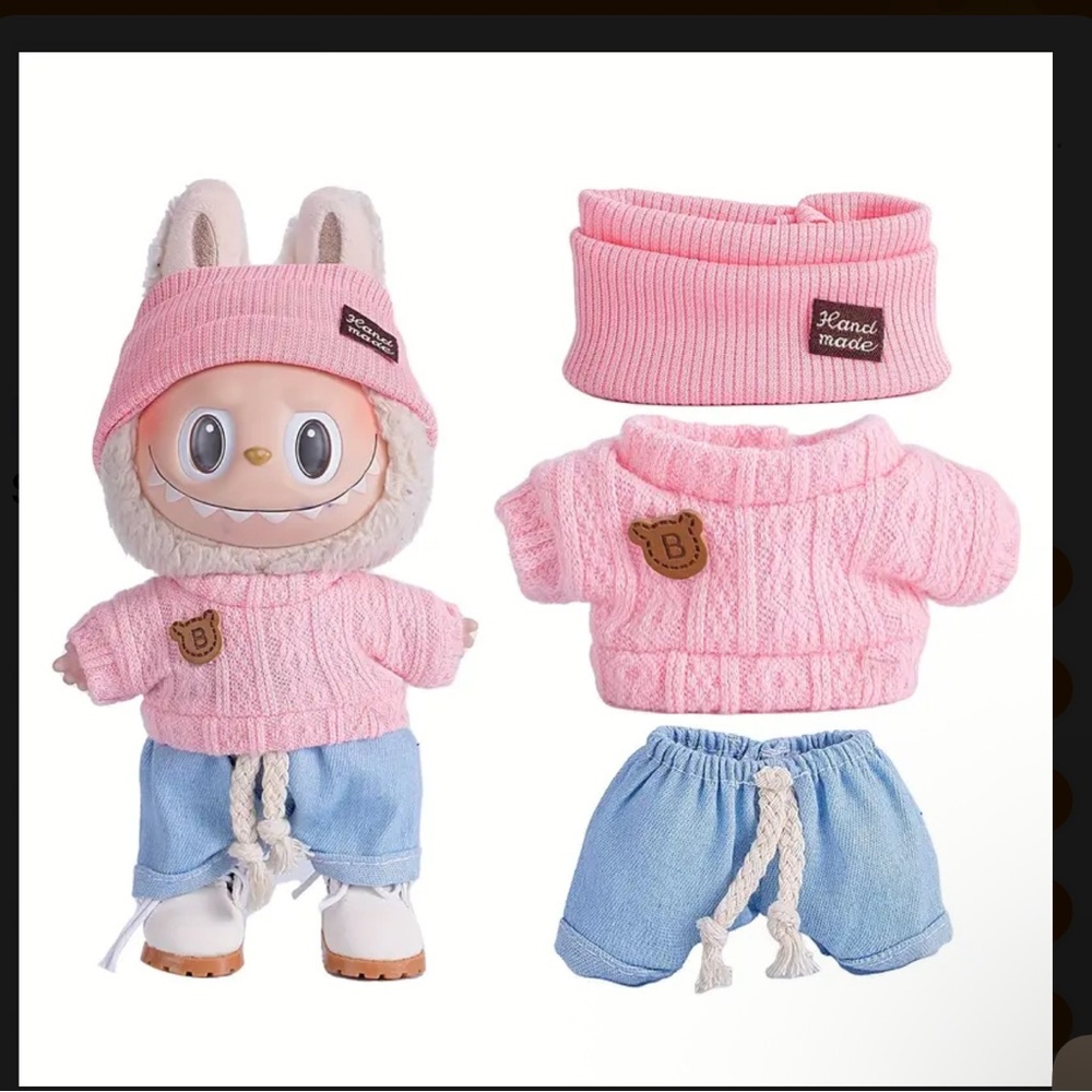 Pink and Blue Doll Outfit No Doll Included Fits Labubu